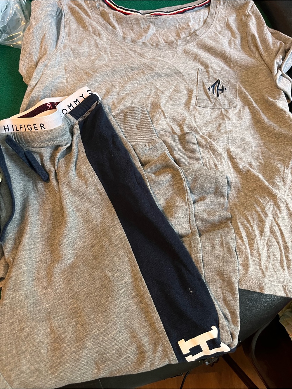Tommy Hilfiger Gray and Navy Women’s Jogger Pants and Shirt Set